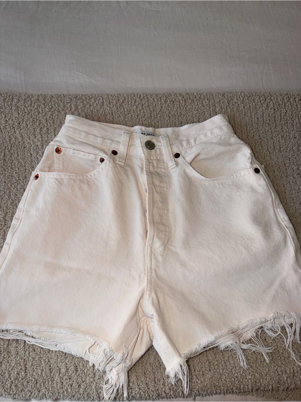 RE/DONE White Denim Shorts